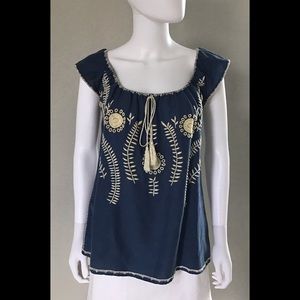 Tocca Embroidered Bohemian Top, Size 8